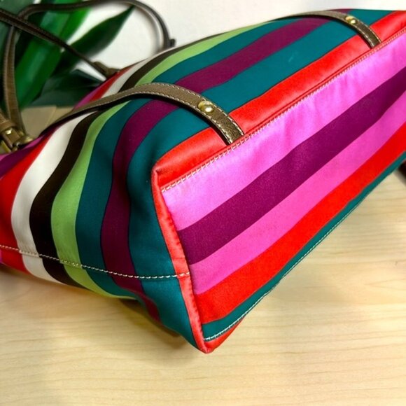 Coach Legacy Stripe Tote F0926-F14009 and Fossil Wallet with Coordinating Color - Picture 7 of 10